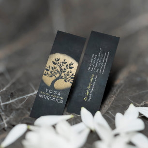 Yoga Studio Meditation Instructor Black Gold Tree Mini Visitekaartje