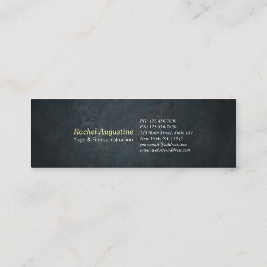 Yoga Studio Meditation Instructor Black Gold Tree Mini Visitekaartje (Achterkant)