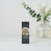 Yoga Studio Meditation Instructor Black Gold Tree Mini Visitekaartje (Staand voorkant)