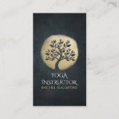 Yoga Studio Meditation Instructor Black Gold Tree Visitekaartje (Voorkant)