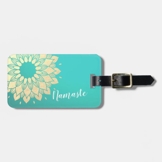 Yoga Studio Meditation Instructor Golden Mandala Bagagelabel (Voorkant horizontaal)