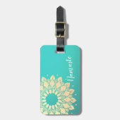 Yoga Studio Meditation Instructor Golden Mandala Bagagelabel (Voorkant verticaal)