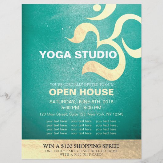 Yoga Studio Meditation Instructor Om Open House Flyer (Voorkant)