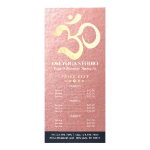 Yoga Studio Meditation Instructor om Prijslijst Reclamekaart