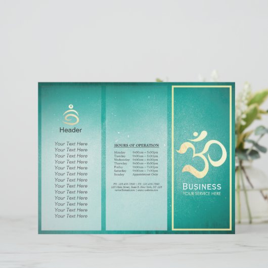 Yoga Studio Meditation Instructor OM Sign Tri Fold (Staand voorkant)