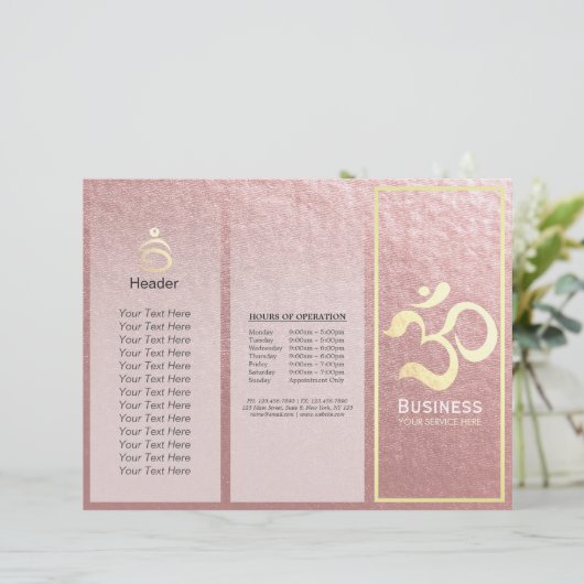Yoga Studio Meditation Instructor OM Sign Tri Fold (Staand voorkant)