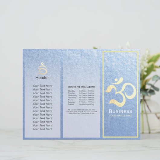 Yoga Studio Meditation Instructor OM Sign Tri Fold (Staand voorkant)