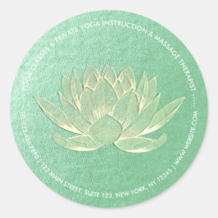 YOGA Studio Meditation Reiki Instructor Gold Lotus Ronde Sticker