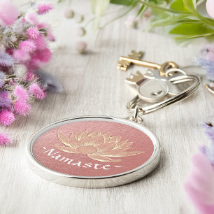 YOGA Studio Meditation Reiki Instructor Gold Lotus Sleutelhanger