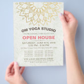 YOGA Studio Open House Gold Foil Mandala Flowers Flyer (Hand)