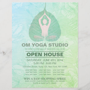 YOGA Studio Open House Meditation Pose Bodhi Leaf Flyer