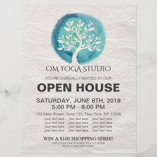 YOGA Studio Open House-Waterverf Flyer (Voorkant)