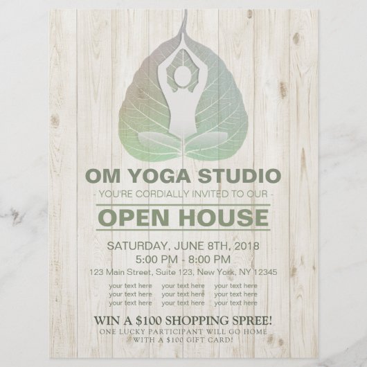 YOGA Studio Open Huis Meditatiehouding Bodhi Blaad Flyer (Voorkant)