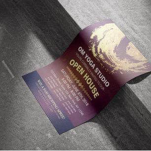 YOGA Studio Open Huis Paars Goud Folie ZEN Symbool Flyer