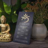 YOGA Studio Price List Root Chakra Mantra LAM Sign Reclamekaart