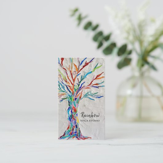Yoga Studio Rainbow Tree Carte de visite (Debout devant)