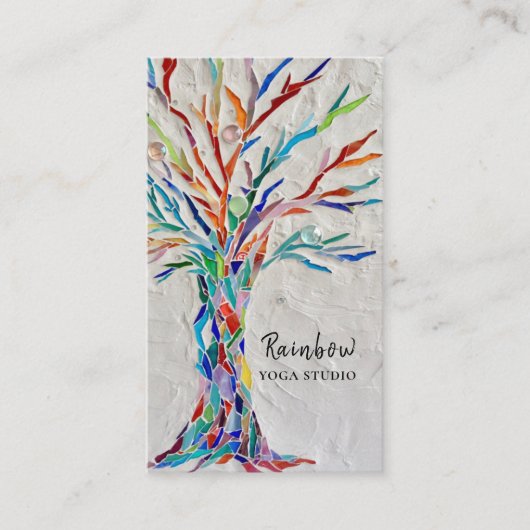 Yoga Studio Rainbow Tree Carte de visite (Devant)
