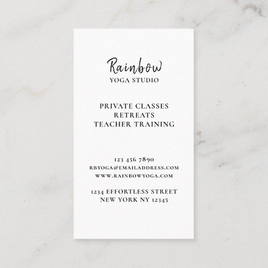 Yoga Studio Rainbow Tree Carte de visite vert (Dos)