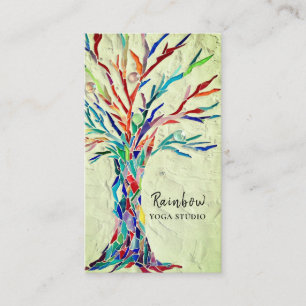 Yoga Studio Rainbow Tree Carte de visite vert