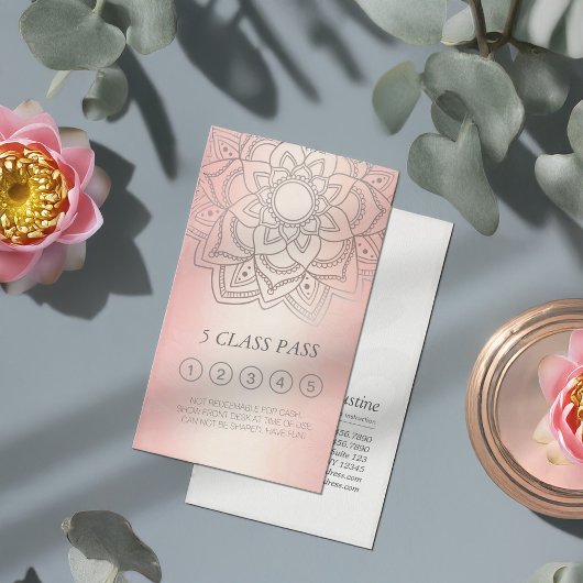 Yoga Studio Rose Gold Mandala Classe Pass Fidélité