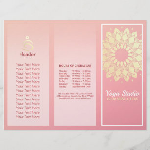 Yoga Studio Tri-Fold Brochure Lotus Floral Mandala