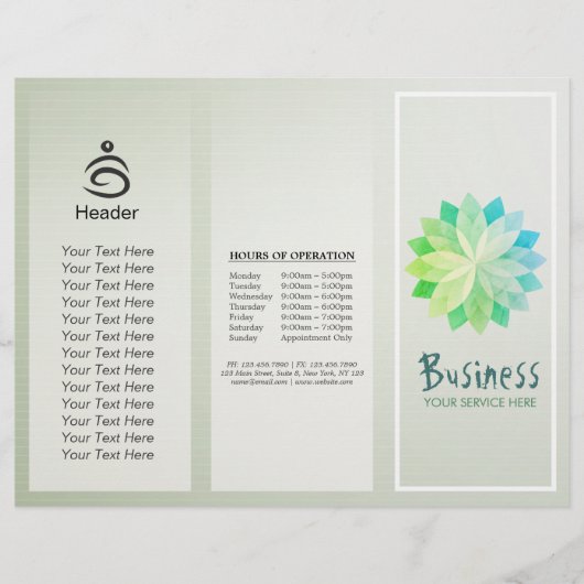 Yoga Studio Tri-Fold Brochure Lotus Floral Mandala (Devant)