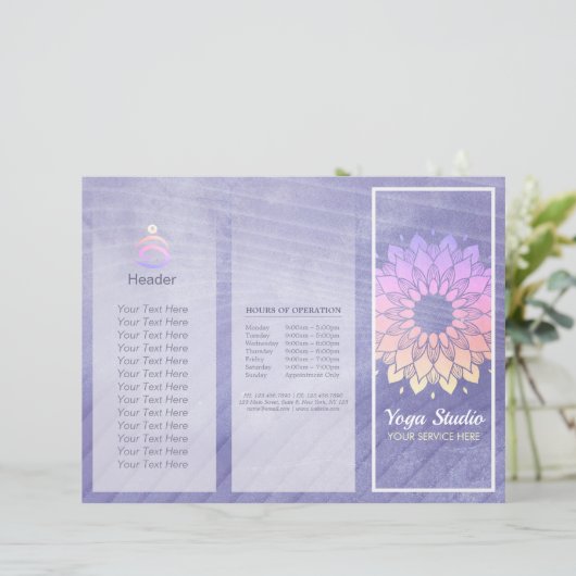 Yoga Studio Tri-Fold Brochure Mandala (Staand voorkant)