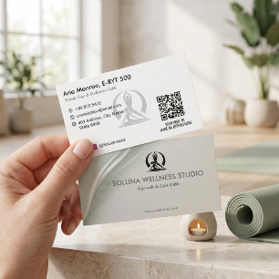 Yoga Studio Zakelijk   Modern Grijs Streepjescode Visitekaartje