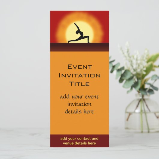 Yoga Sunrise Pose Silhouet Lidmaatschap Uitnodigin Kaart (Staand voorkant)