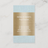 Yoga Teacher Gold Lotus Logo Light Blue Linen Visitekaartje (Achterkant)