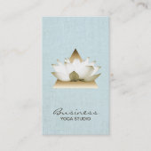 Yoga Teacher Gold Lotus Logo Light Blue Linen Visitekaartje (Voorkant)