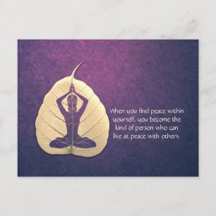 Yoga Teacher Meditation Pose Bodhi Leaf Cut Quotes Briefkaart