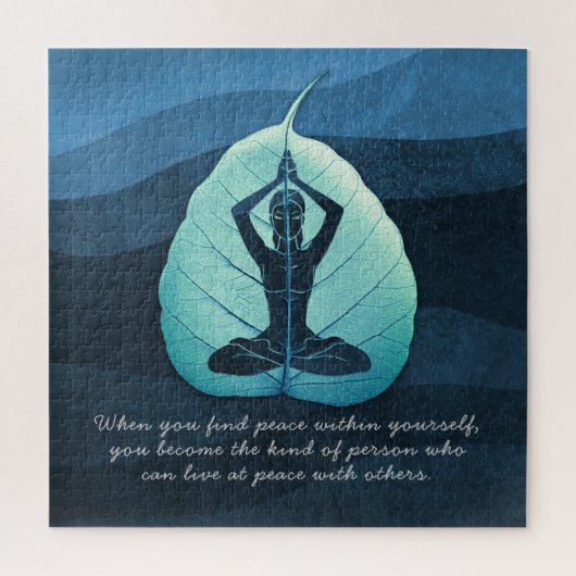 Yoga Teacher Meditation Pose Bodhi Leaf Cut Quotes Legpuzzel (Verticaal)