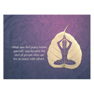 Yoga Teacher Meditation Pose Bodhi Leaf Cut Quotes Tafelkleed
