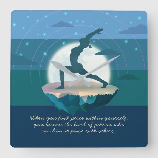 Yoga Teacher Meditation Pose Floating Island Quote Vierkante Klok (Voorkant)