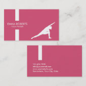Yoga Teacher-Modern Stripe Plain Pink Girly Visitekaartje (Voorkant / Achterkant)