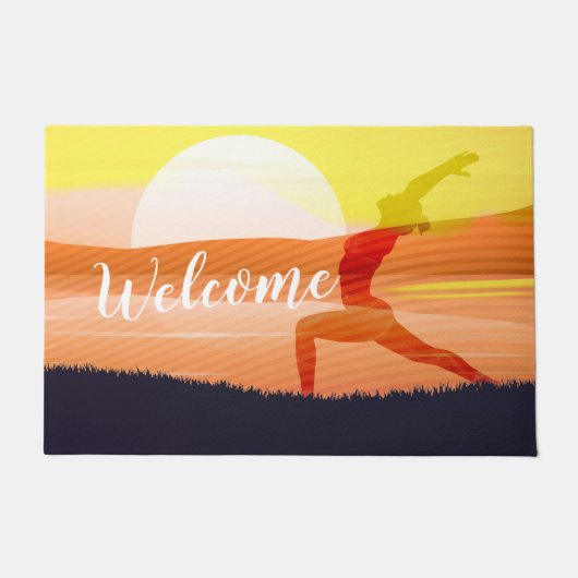 Yoga Teacher Sun Salutation Half Moon Pose Welcome Deurmat (Voorkant)