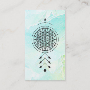 *~* Yoga Totem Flower of Life Pastel Floral Reiki Visitekaartje