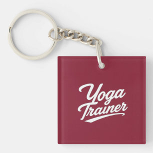 Yoga Trainer Script Typografie Fitness Cadeau Ontw Sleutelhanger