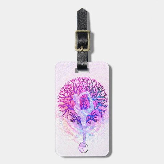 Yoga Tree Pastel Rainbow Bagagelabel (Voorkant verticaal)