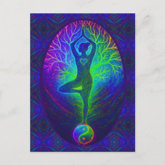 Yoga Tree Peace Rainbow Briefkaart (Voorkant)