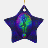 Yoga Tree Peace Rainbow Keramisch Ornament (Achterkant)