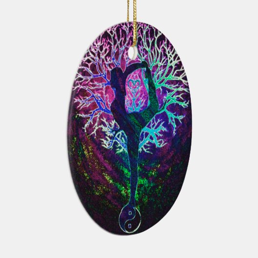 Yoga Tree Peace Rainbow Keramisch Ornament (Rechts)