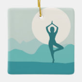 Yoga Tree Pose-kerstversiering Keramisch Ornament (Voorkant)