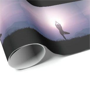 Yoga Tree Pose Vrksasana Black Paars Cadeaupapier