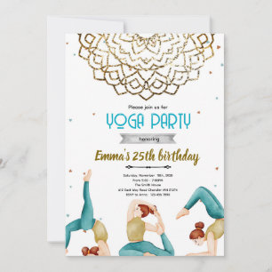 Yoga verjaardagsfeest uitnodiging voor volwassenen