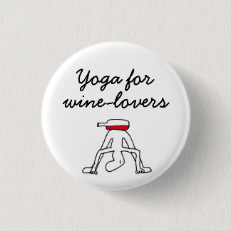 Yoga voor Winelovers White Badge Ronde Button 3,2 Cm