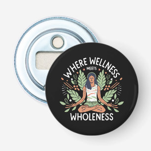 Yoga Waar Welzijn Samengaat Met Geheelheid Button Flesopener