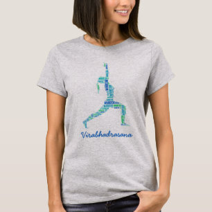 Yoga Warrior Pose in de kleuren blauw T-shirt