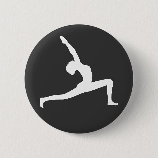 Yoga White Silhouette Woman Posing Round Button (Voorkant)